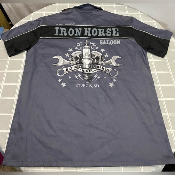 NWT USA Biker Apparel Iron Horse Saloon Sturgis, SD Bike Rally Mens XL Shirt - Picture 5 of 7